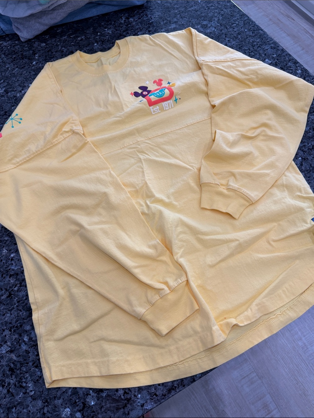 Disney spirit jersey Yellow Long-Sleeve Graphic Tee with Multicolor Accent